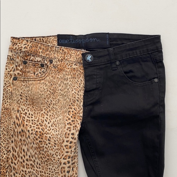 ONE TEASPOON Leopard BLACK Denim JEANS Domino - Picture 5 of 5